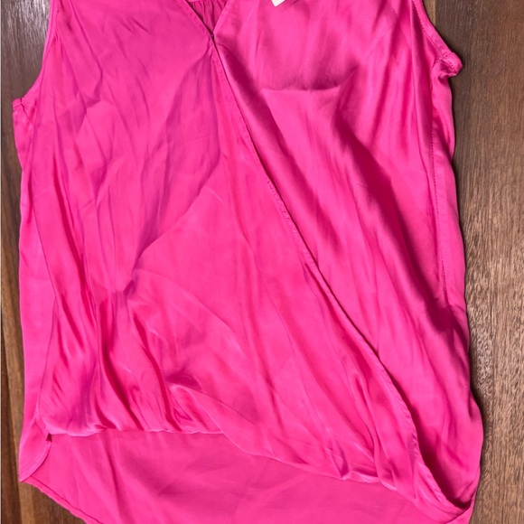 NWT Splendid Pink Satin Sleeveless Draped Wrap Top Size L - Picture 8 of 8
